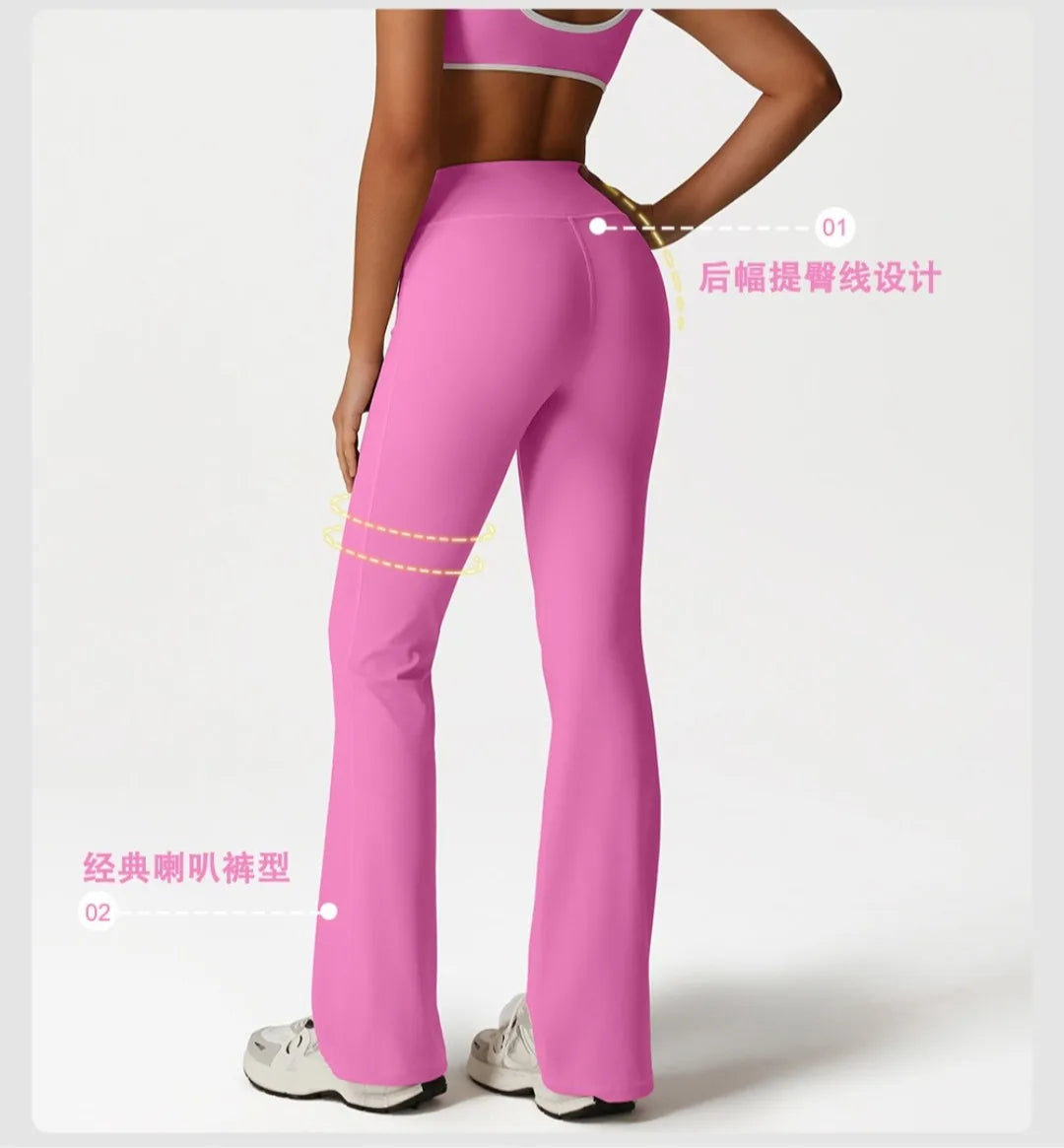 Backless Yoga Bra Quick Drying Shock-proof Fitness Sports Bra High Waist Butt Lifting Flared Pants Casual Workout Gym Yoga Bra