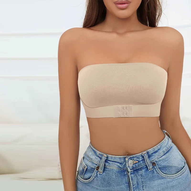 Sexy Seamless Front Button Strapless Bra Anti Glare Gathering Chest Hugging Beautiful Back Women Bra Strapless Non Slip Bra