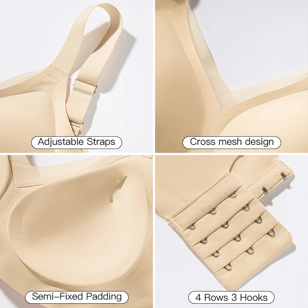 Jelly Wireless Bras For Women No Underwire Supportive Seamless Bra Comfort Soft Bralette Full Coverage Hide Back Fat T-Shirt Bra