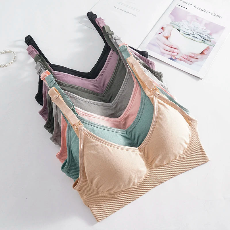 Wireless Maternity Bra Front Open Gather Together Prevent Sagging Seamless 3D Breathable Comfortable Breastfeeding Bras Push Up