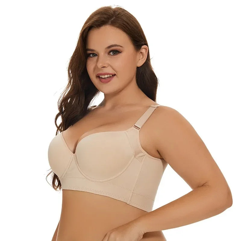 New Full Back Coverage Push Up Bras Women's Hide Back Fat Deep Cup Shapewear Fat Smoothing Uplift Underwire Bra for Big Bust