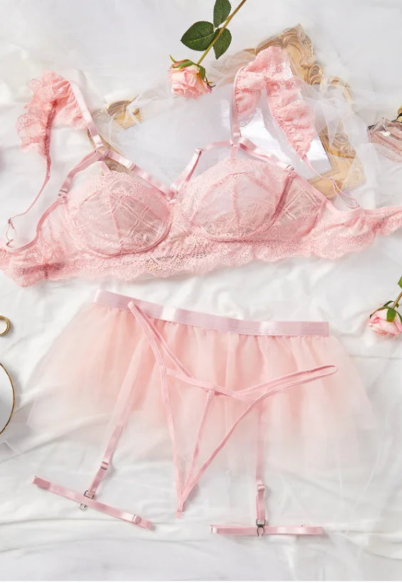 Erotic Lingerie Set Babydoll Sensual Lingerie Lace 2024 Bra Set For Women Underwear Intimate Sexi Costumes Bra And Panty Set