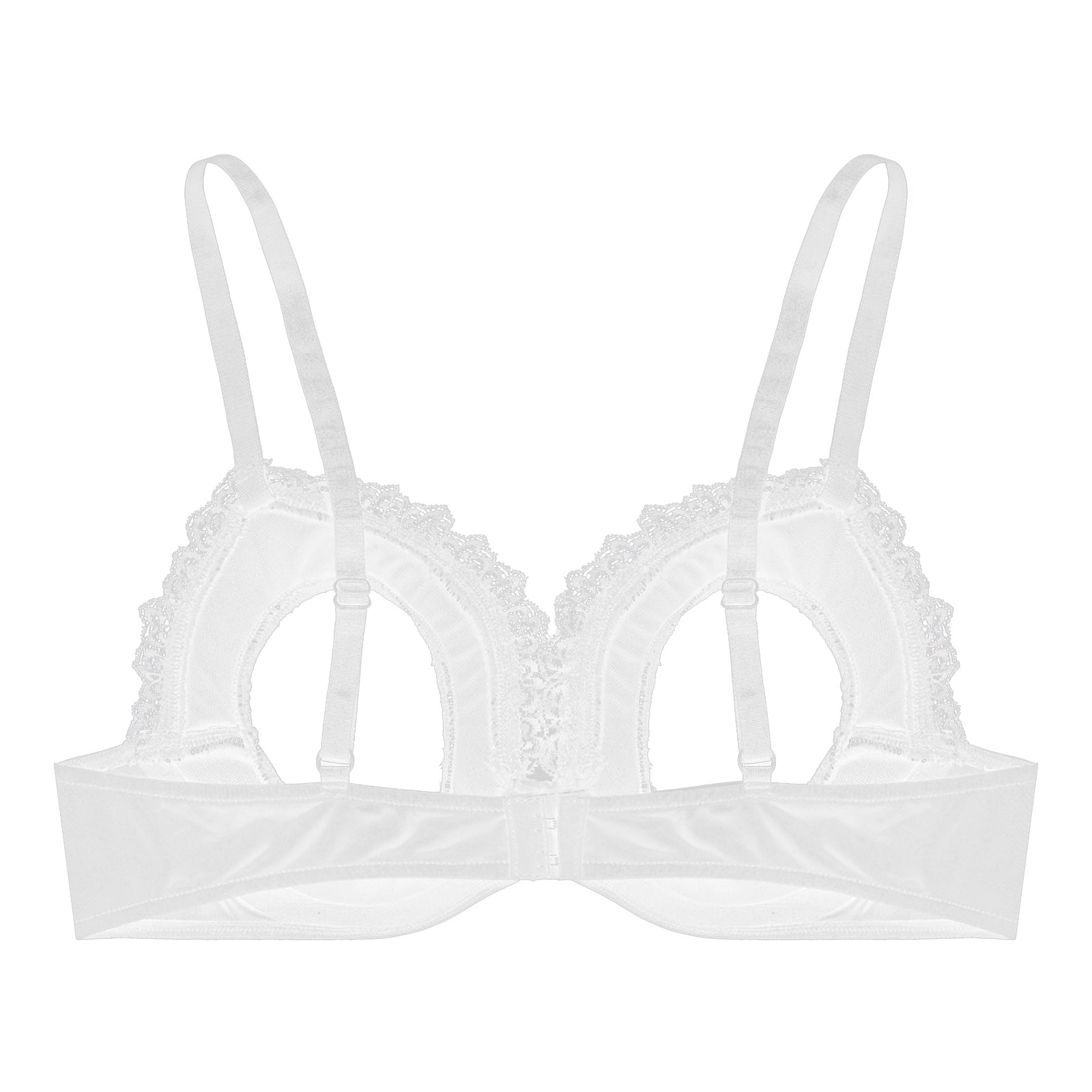 Womens Cutout Padded Underwired Porno Open Breast Brassiere Lingerie Hollowed Out Unlined Bra with Exposed Navel Top Underwear