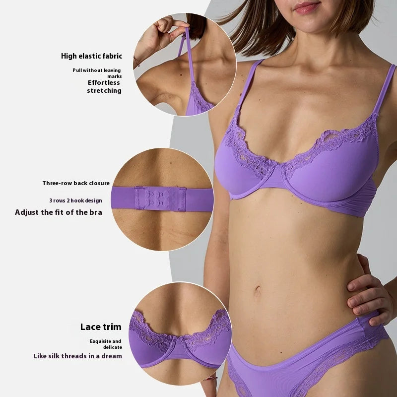 Lace Underwire Bra for Women – French Style, No Padding, Elegant Lift & Support, Comfort Fit
