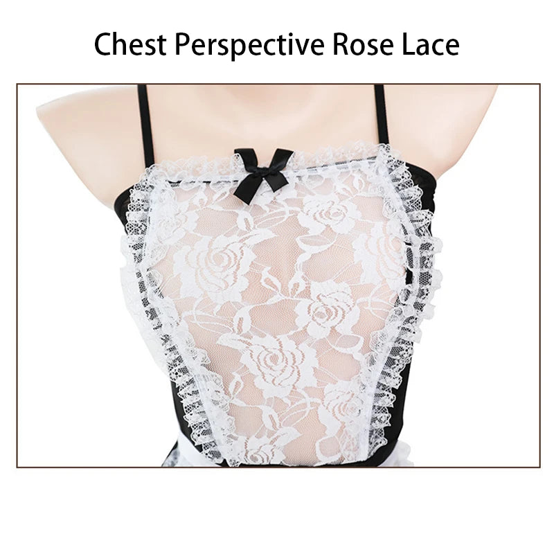 Sexy Lingerie Women Cosplay Bra Set Hot Erotic Servant Lolita Costumes French Apron Maid Dress Porn Uniform Teddy Underwear Set