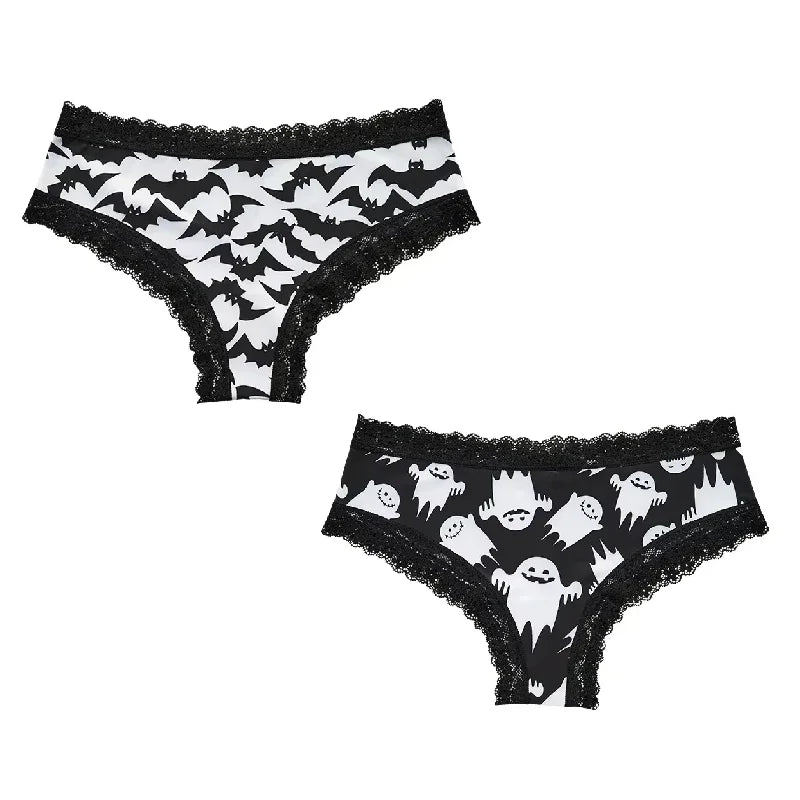 2Pc Set Lingerie Woman Sexy Underwear Lace Female Underwear Ghost Bat Butterfly Gothic Style Breathable Panties For Women