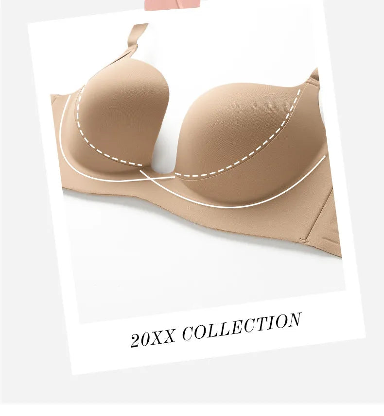 YUQI Push Up Bra Seamless Lingerie for Women Add Two Cups Half Cup Lift Sexy Lingerie Unlined Demi Bra Small Bust Support  Style