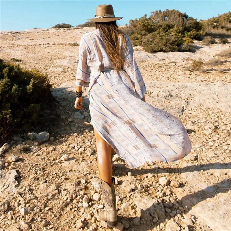 Women Swimsuit Beach Cover Up Dress Sleeve Tunic Long Pareos Cosplay Covers ups Summer Robe Plage Beachwear 2026