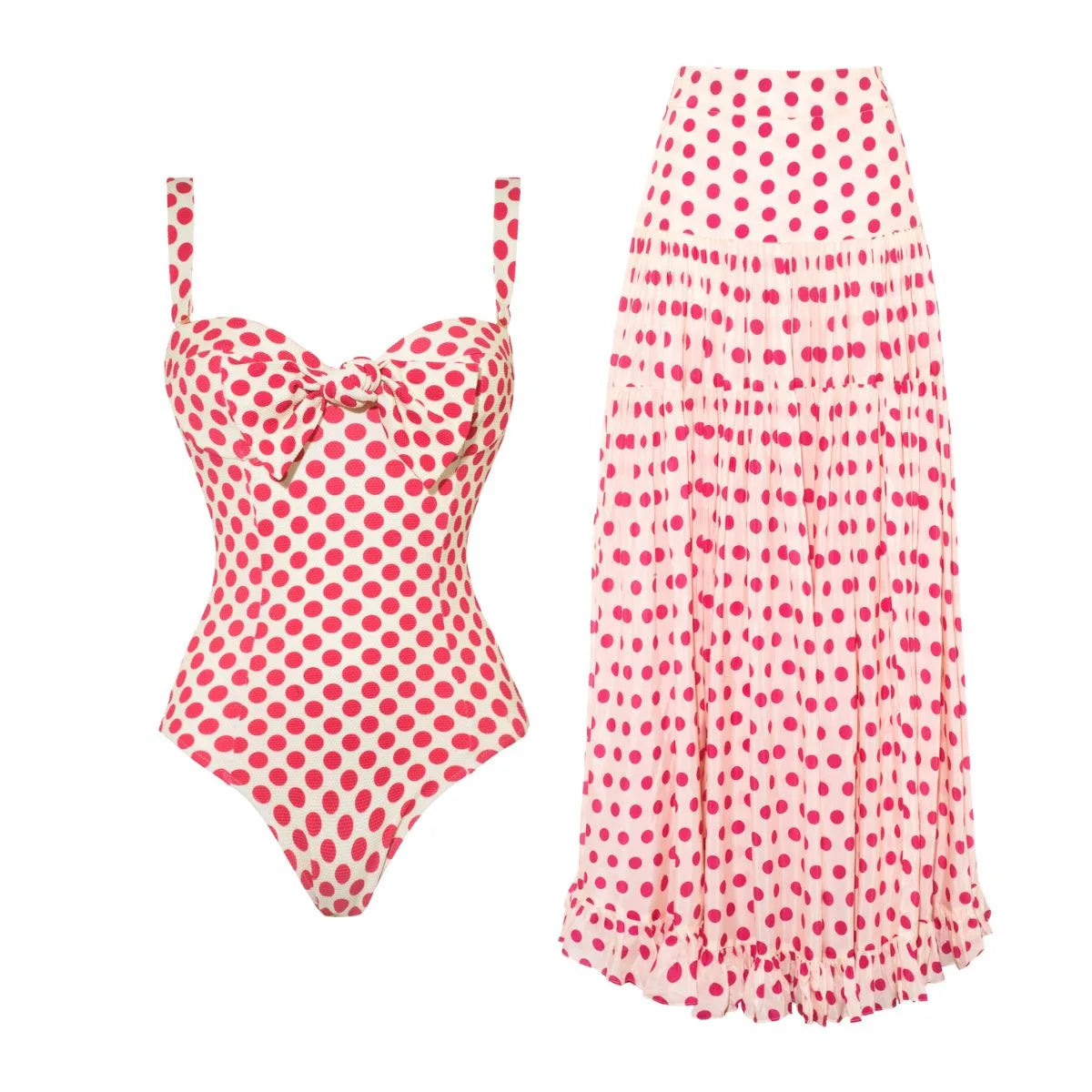 Two-Piece Swimsuit with Skirt Sexy Bikini Set with Cover-U One-Piece Swimwear Women’s Beachwear Vacation Outfit Swim Dress