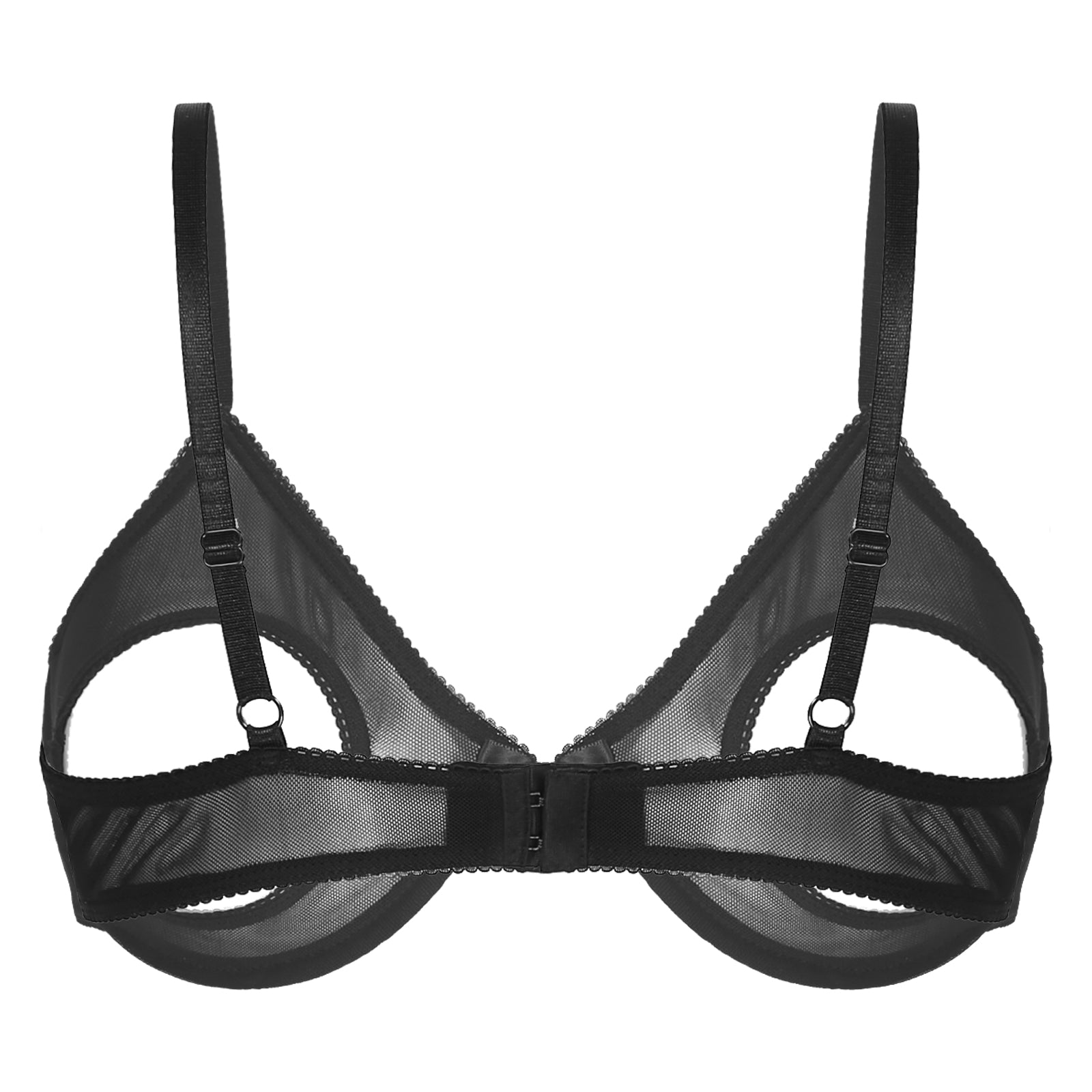 Women's Sheer Mesh Hollow Out Open Nipples Underwired Bra Tops Unlined Bralette Sexy Brassiere Balconette Underwear