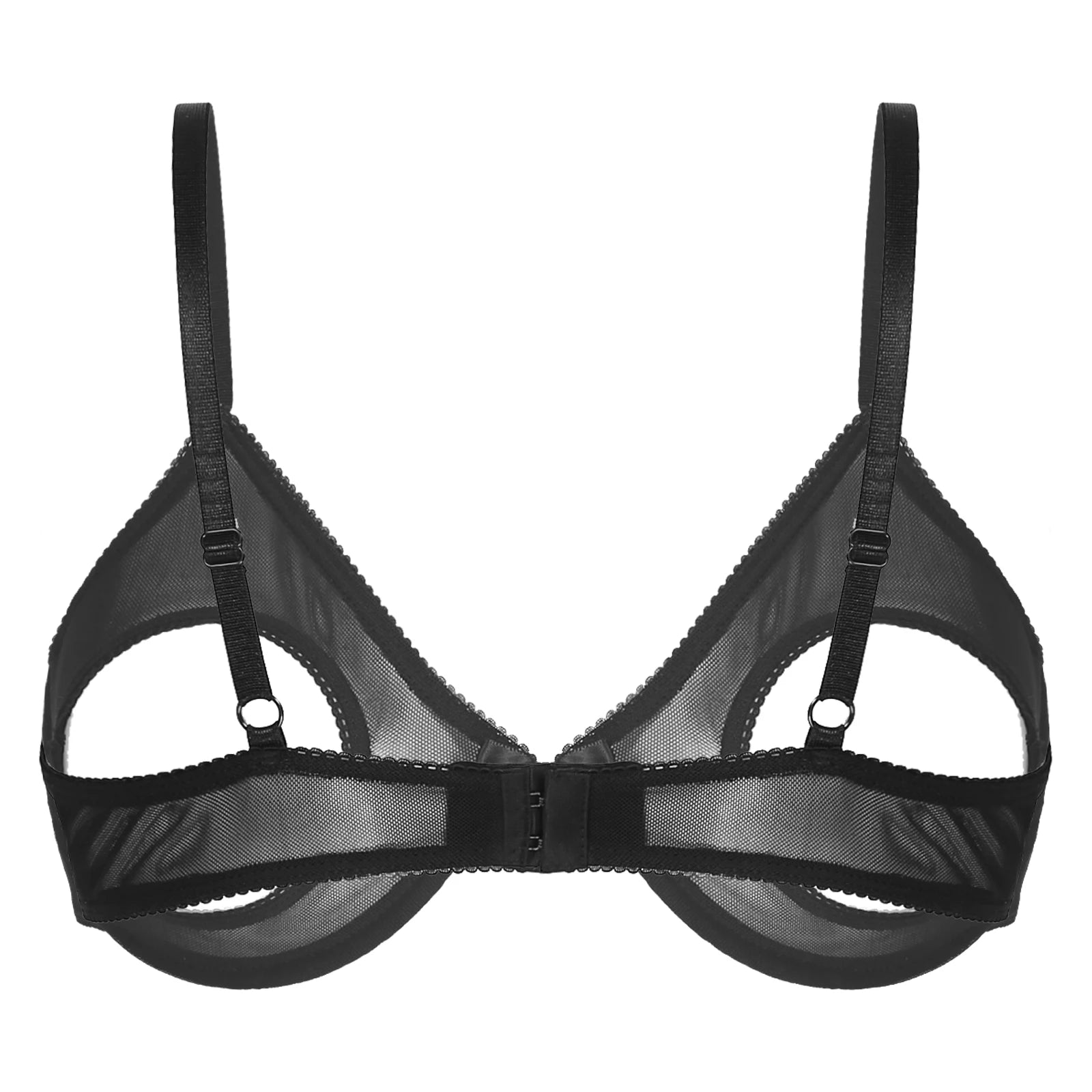 Women's Sheer Mesh Hollow Out Open Nipples Underwired Bra Tops Unlined Bralette Sexy Brassiere Balconette Underwear