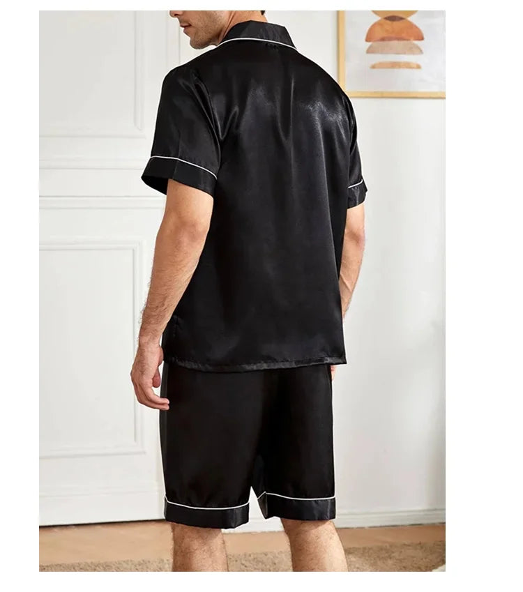 Summer Men's Pajama Sets Short-Sleeve Top with Shorts 2 Piece Set Pajama Pj Sets Comfortable Fit Sleepwear Loungewear Soft Pjs