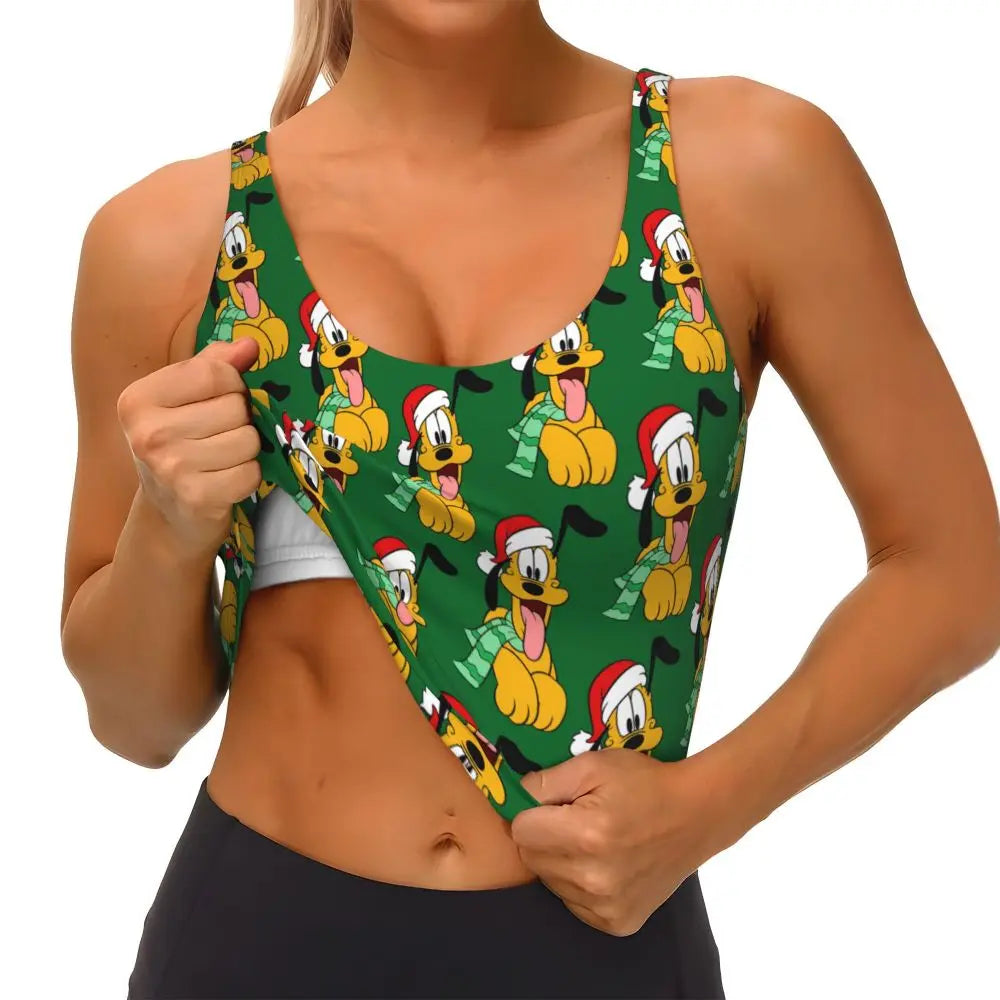 Custom Pluto Anime Manga High Impact Sports Bras for Women Classic Seamless Workout Yoga Crop Tank Tops