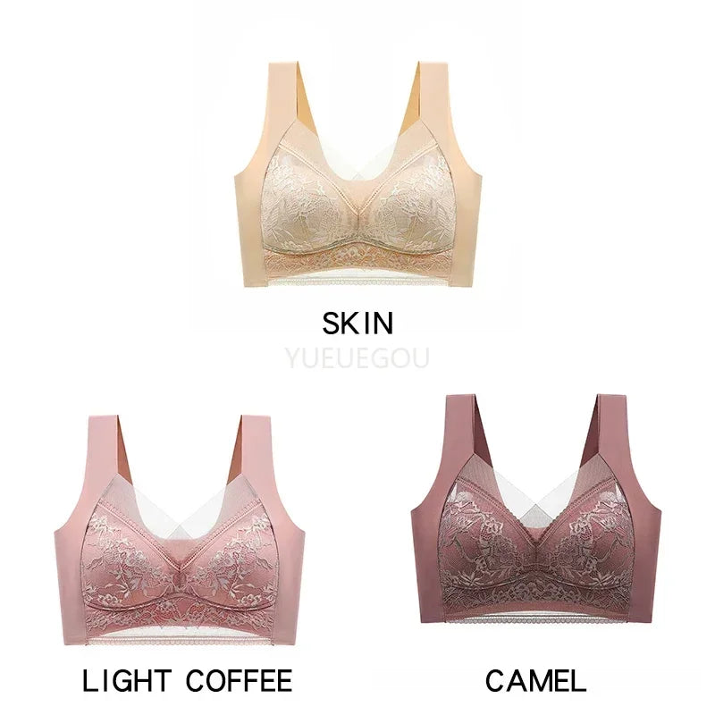 3 Pcs Women's Push Up Bralette Wireless Bras - 5cm Natural Lift, Seamless Lace Plus Size (L-6XL), No Underwire Comfort