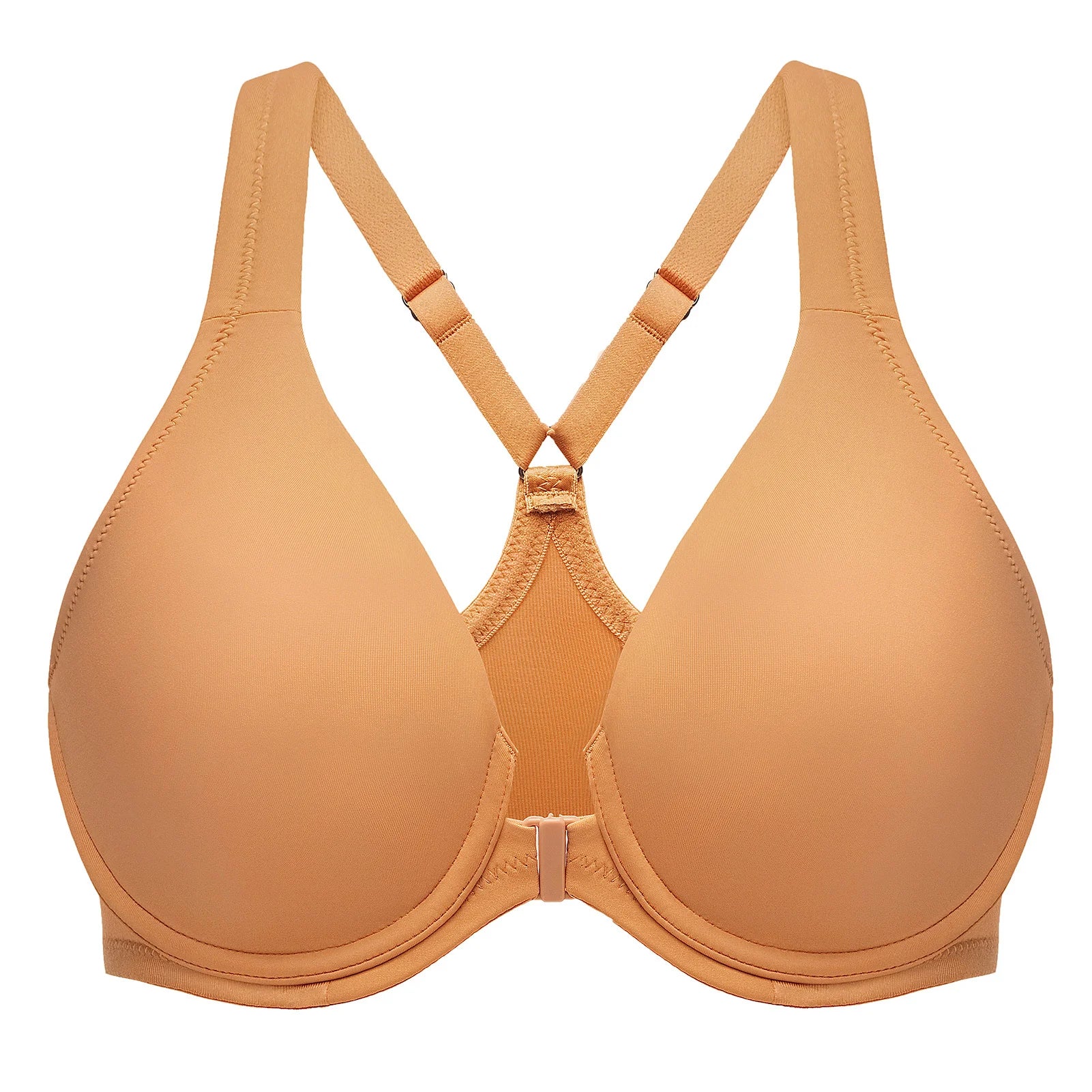 MELENECA Women's Racerback Full Coverage Front Closure Bras Plunge Unlined Seamless Underwire Bra