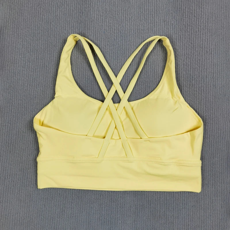 Yoga sports bra Solid color women's Bras Soft cross back sports bra fitness exercise tight fitting training  jogging sports bras