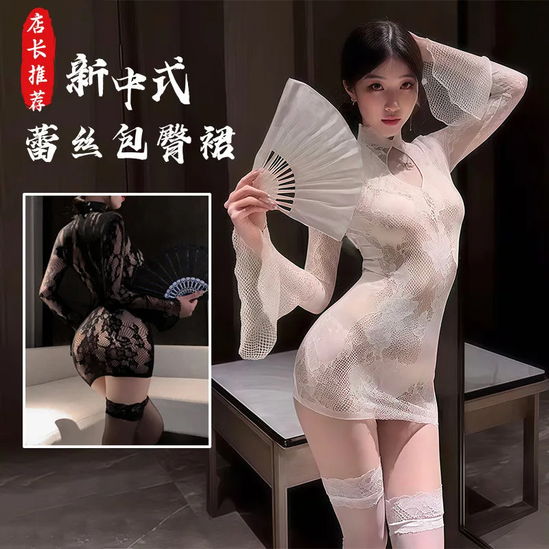 Elegant Pure Elegance Lingerie Set for Women – Uniform-Inspired Mesh Top &  Easy Access Design, Charming Homewear Party Outfit