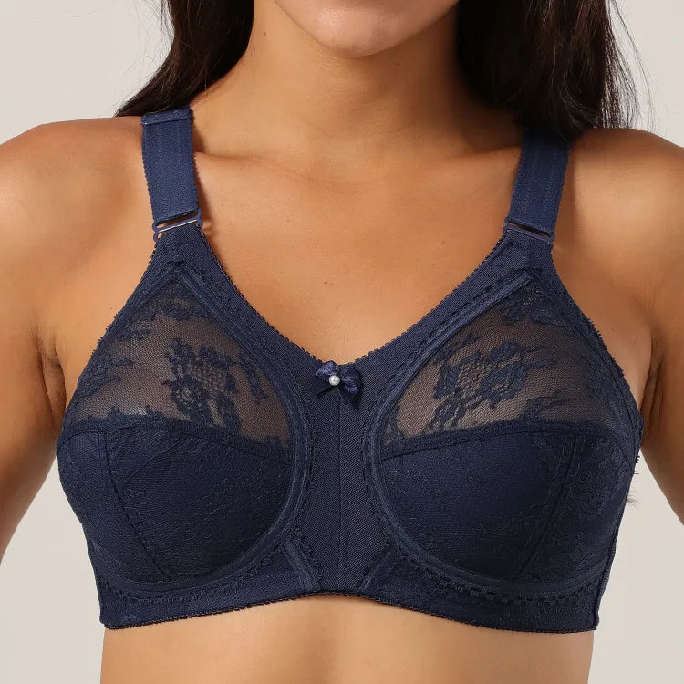 Women's Plus Size Bra Floral Lace Full Coverage Sexy No Steel Ring Bra Wrap Chest Sleeping Underwear Seamless Bras For Woman