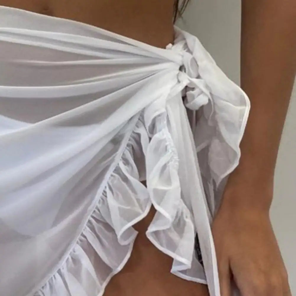 Bikini Cover-Ups Wrap Pareo Scarf for Women Chiffon Swimwear Cover Up Wraps Beach Sexy Skirts See-Through Scarf Cover Up Dress 1