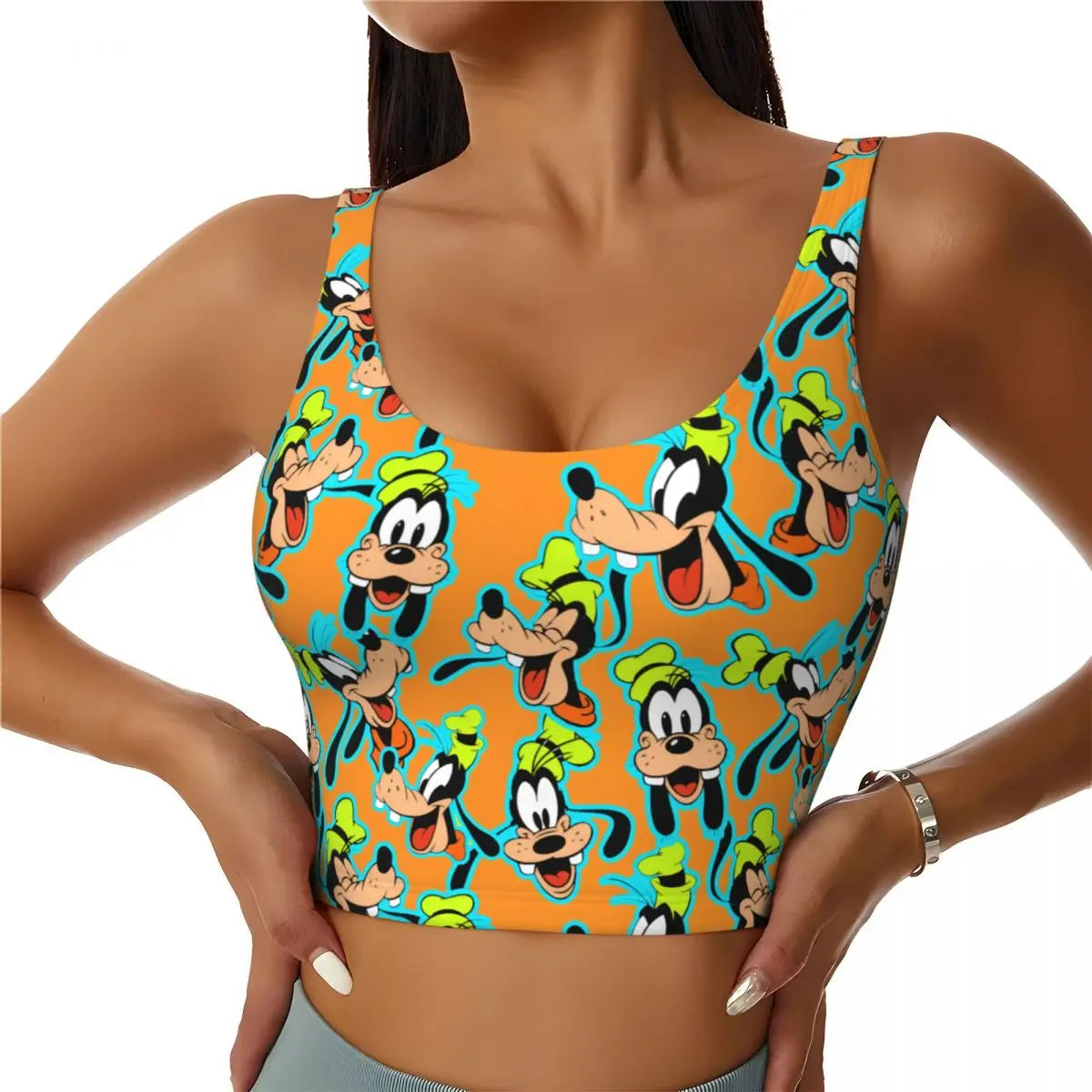 Custom Goofy Cartoons High Impact Sports Bras for Women Mangas Seamless Workout Running Crop Tank Tops