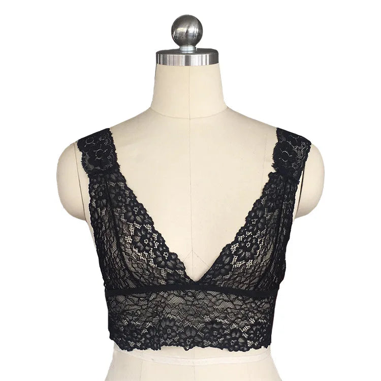 Sheer Lace Bra Tops Women Sexy Lingerie Corset Mesh Lace Bra Ladies Seamless Crop Underwear sexy bras for women  langerie sexy