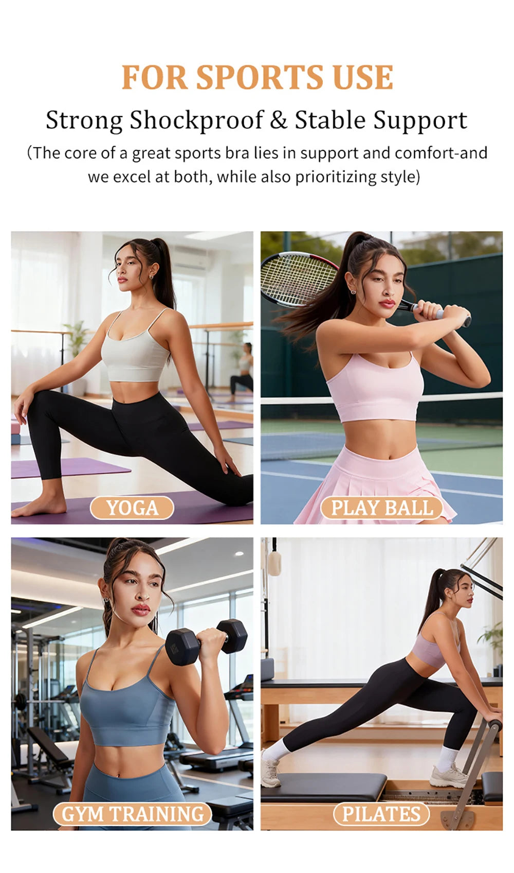 Low Back Sports Bra For Women Low Impact Padded Workouts No Underwire Bralette Beauty Back Yoga Spaghetti Straps Vest Tops
