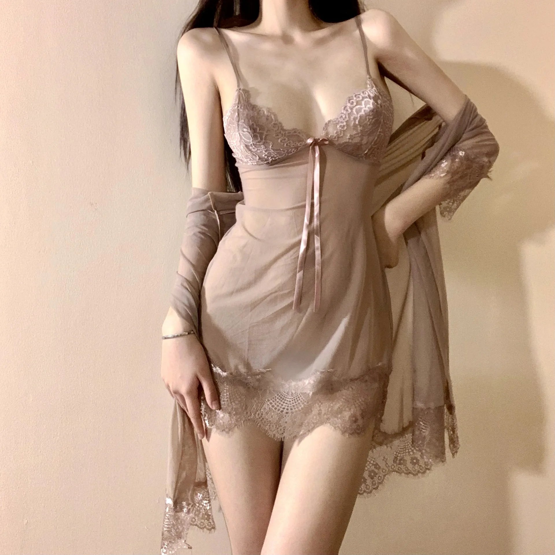 Women's Pajamas Pajama Sets Sleepwear Sexy Lingerie Nightwear Robe Gown Babydoll Nightgowns Suspender Lace Nightdress Home Wear