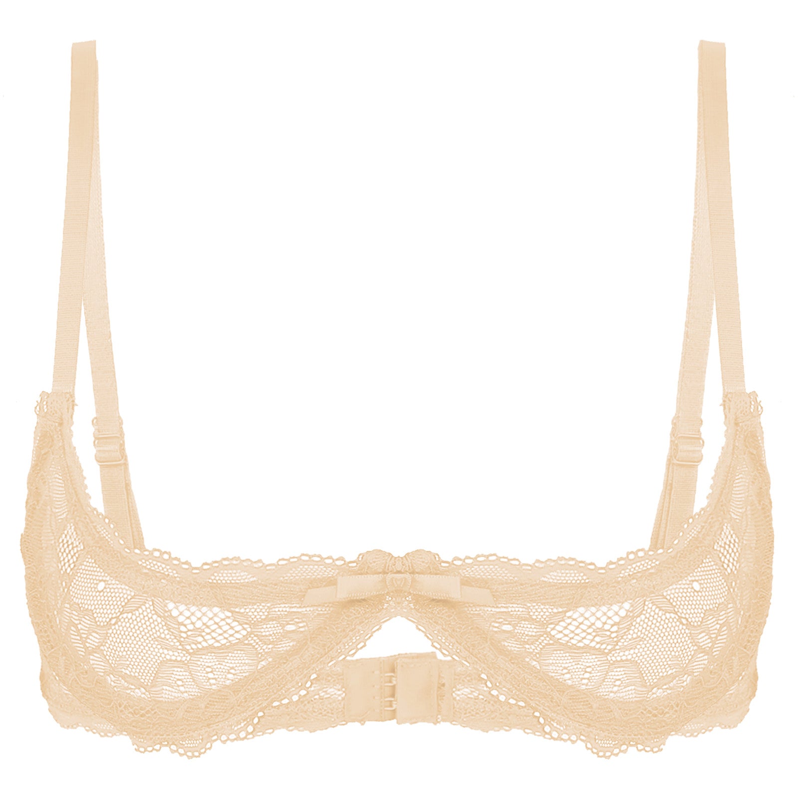 Womens Sexy Lace 1/4 Cups Unlined Bra See Through Mesh Push Up Underwired Brassiere Non Padded Balconette Bras Lingerie Tops