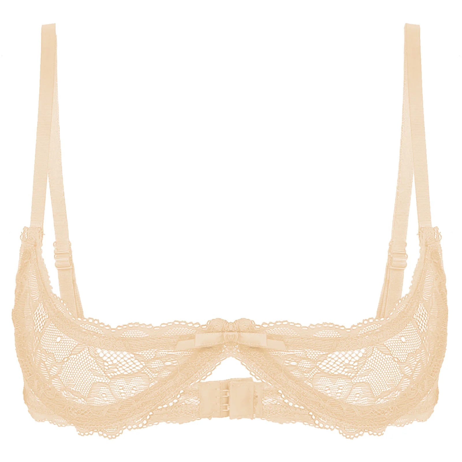 Womens Sexy Lace 1/4 Cups Unlined Bra See Through Mesh Push Up Underwired Brassiere Non Padded Balconette Bras Lingerie Tops