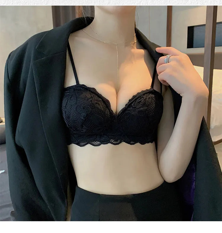 New Push-Up Lingerie Set Comfortable Wire-Free and Lightweight Bra Provides Lift and Side Support Sexy & Exquisite Lace Design