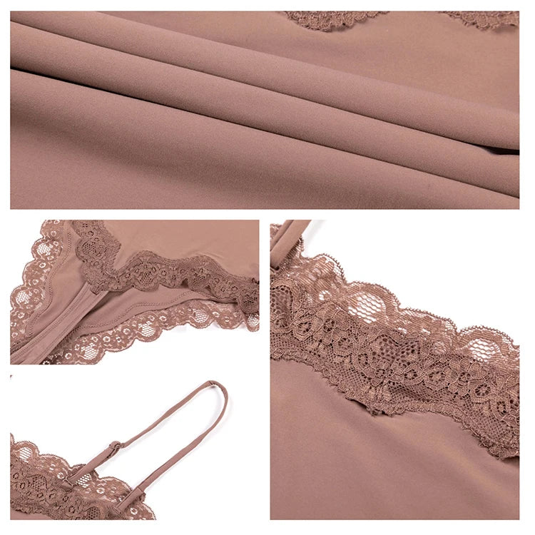 Meet'r Lace Camisole Bodysuit Lingerie Ladies Lace-edged Sexy Body-shaping Shapewear G-string Inner Tight Corset Underwear