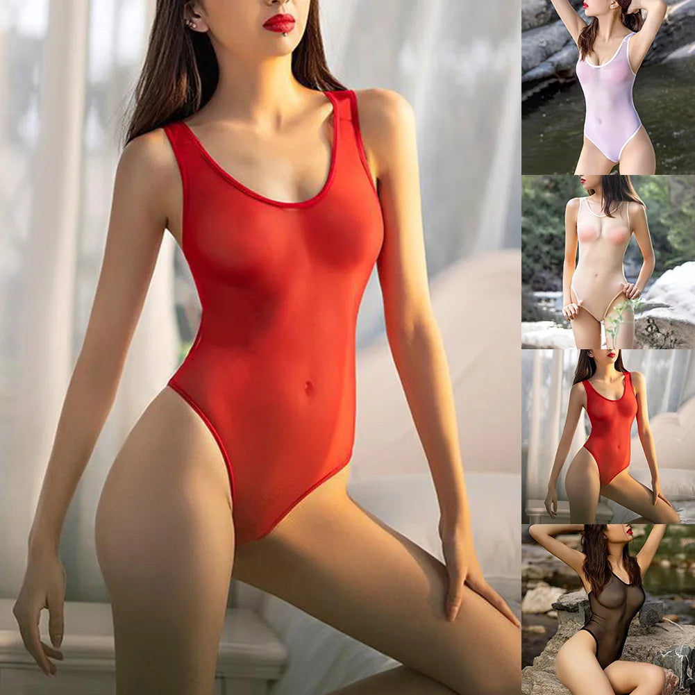 Female Sexy Women Bodysuits Sleepwear Clubwear High Cut Jumpsuit Jumpsuits Lingerie Mesh Breathable Pullover Rompers