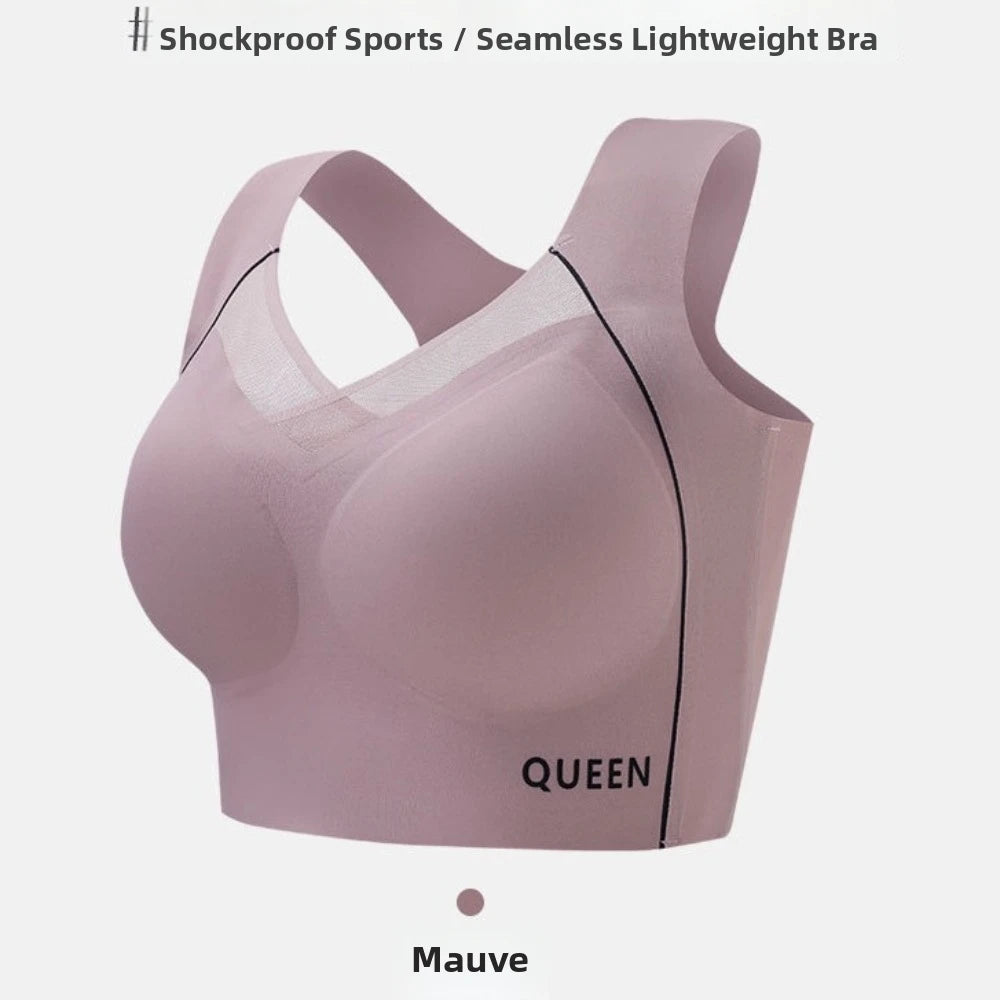 Soft Elastic Traceless Wireless V Bra Mesh V Neck Gathered Breasts Seamless Bras Shockproof Lingerie Push Up Underwear Running