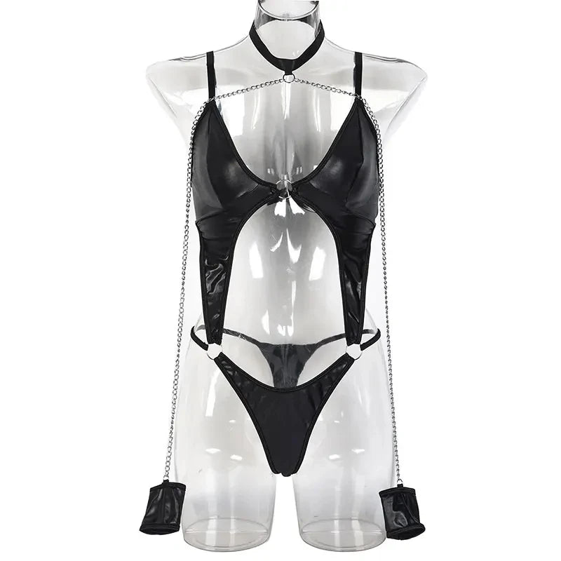 Sex Costume Babydoll Sexy Lingerie BDSM Women Sexy PU Leather HarnessSexual Outfit Garter Belt Fetish Erotic Gothic Underwear