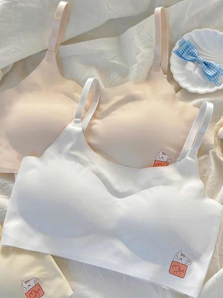 2pcs Bras Women Soft Skin Friendly Ice Silk Sports Yoga Bra Without Steel Ring Comfortable Breathable Support Girls Bra Vest