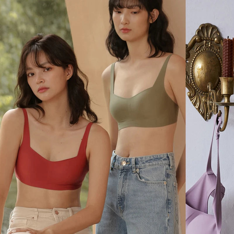 Seamless Bras For Women Square Neck Invisible Tops Push Up Bras Wire Free Underwear Soft Intimates Bralette Girls Sleep Lingerie