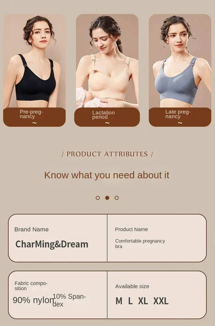 Wire-Free Nursing Bra for Pregnant Women with Large Bust Front Clip Maternity Full Cup Breathable Supportive Nursing Bras