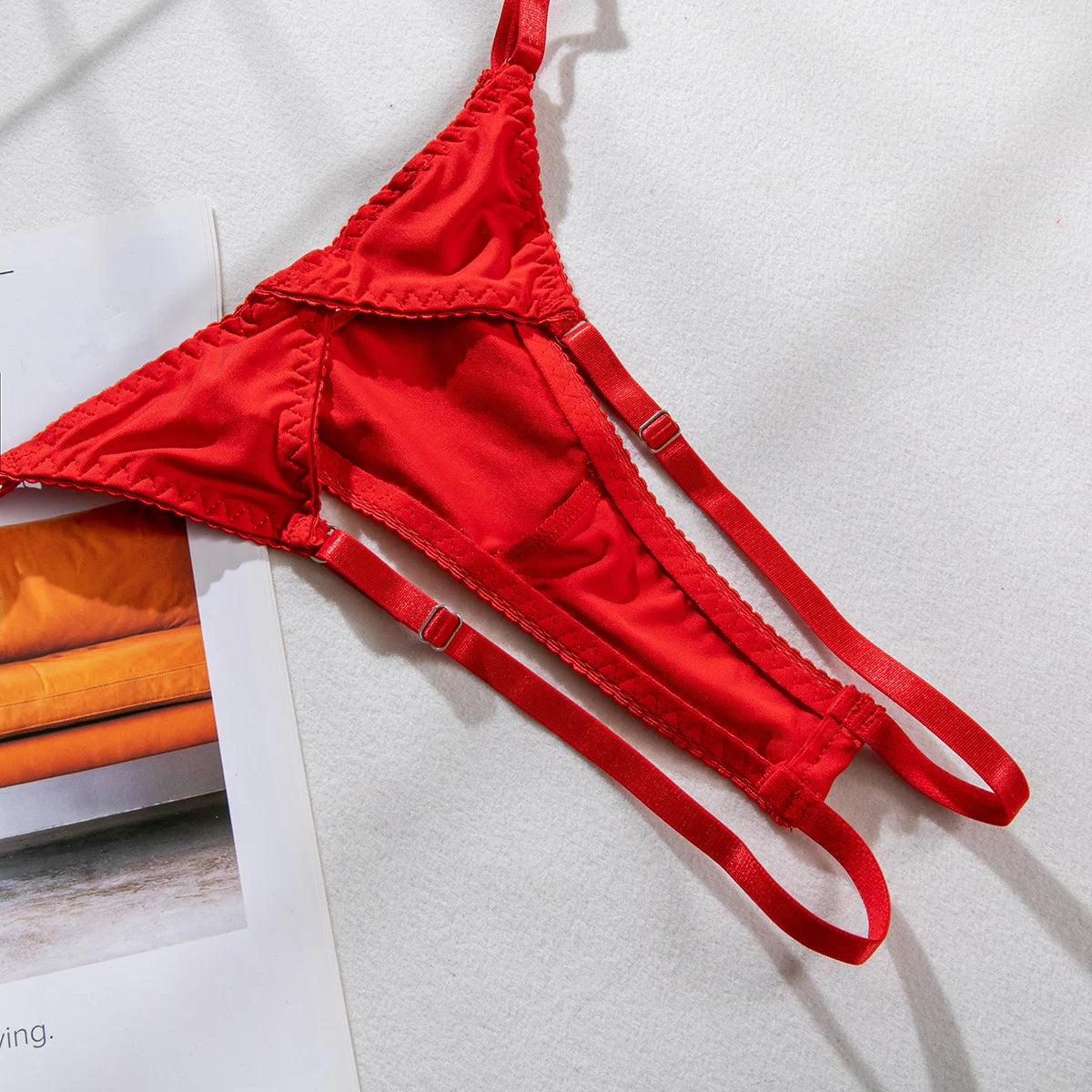 Tassel Lingerie Set Women Halter Cut Out Sexy Intimate Naked Crotchless Panties Exotic Sets Open Bra Back Open Brief Kit