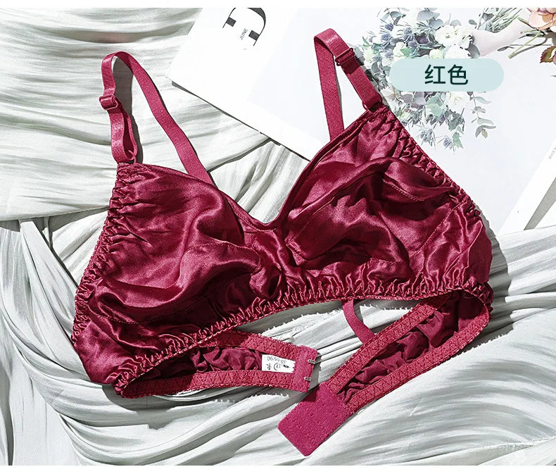 Underwire Bra for Big Breast Female 100% Mulberry Silk Double-sided Silk Without Sponge and Steel Ring Ultra-thin Bra