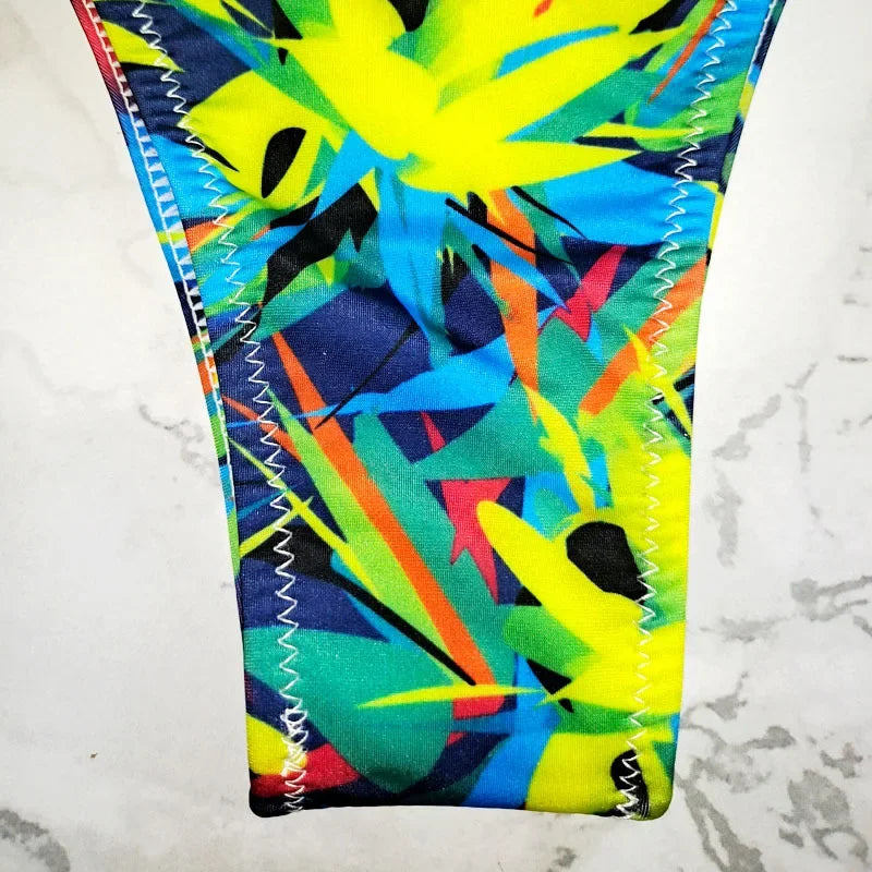 New Floral Print Brazilian Bikini Bottom Women's Swimwear High Waisted Sexy V Thong Swimsuit Bathing Suit Women Swimwear Women
