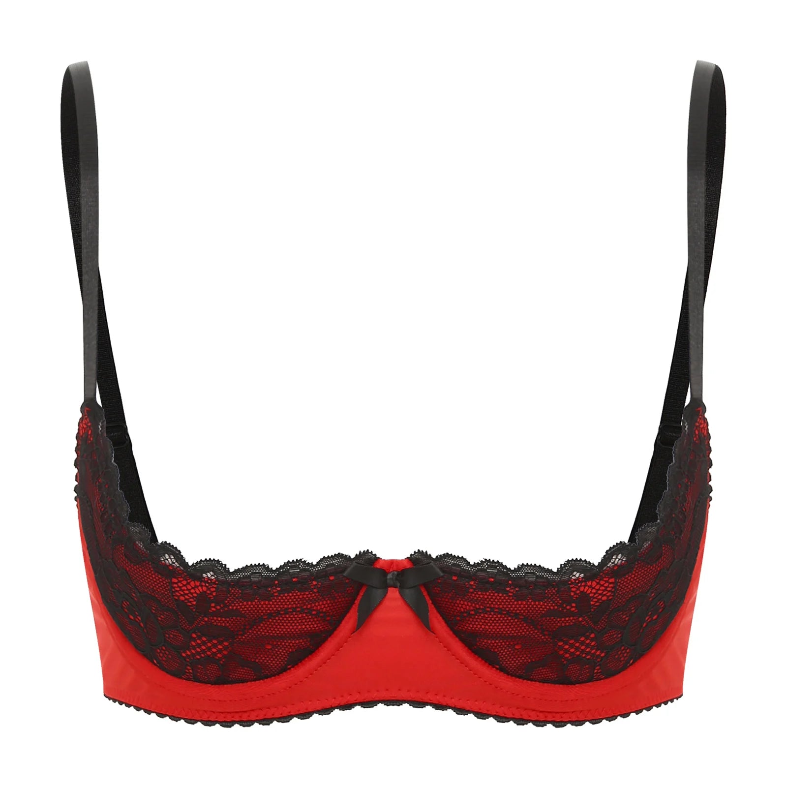 Womens Bra Tops Exposed Bralette Lingerie Adjustable Straps Underwire Half Cup Lace Push Up Balconette Bra Lingerie Underwear