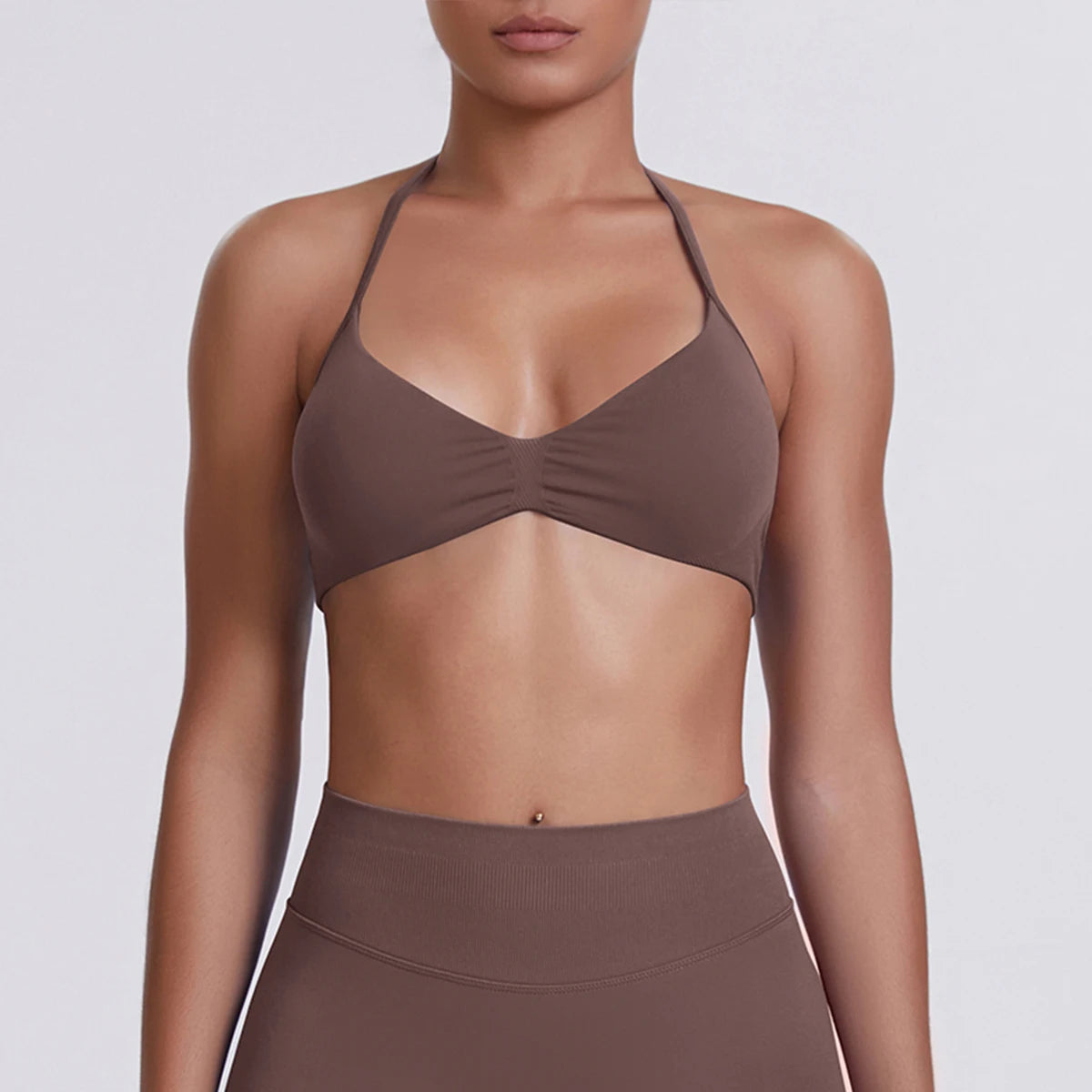 Sport Bra Strappy Bra Top Women High Support Thin Strap Halter Sport Seamless Bras Scrunch Workout Yoga Tank