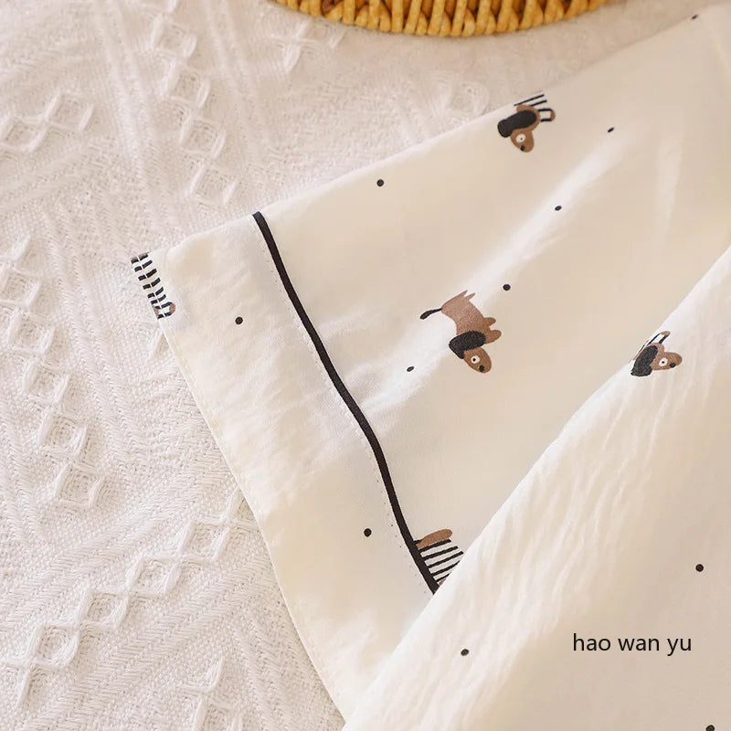 Pajama for Women Short Sleeves with High Luxury Feel Suitable for Outerwear Home Clothing Set Nightwear Homewear Small Dog Print