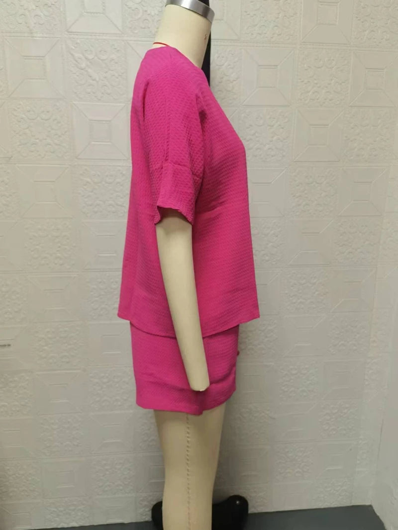 Stylish Casual Pajama Set For Women Solid Color Half Sleeve Bat Shirt And Soft Elastic Shorts Cozy Relaxed Fit Loungewear Pjs