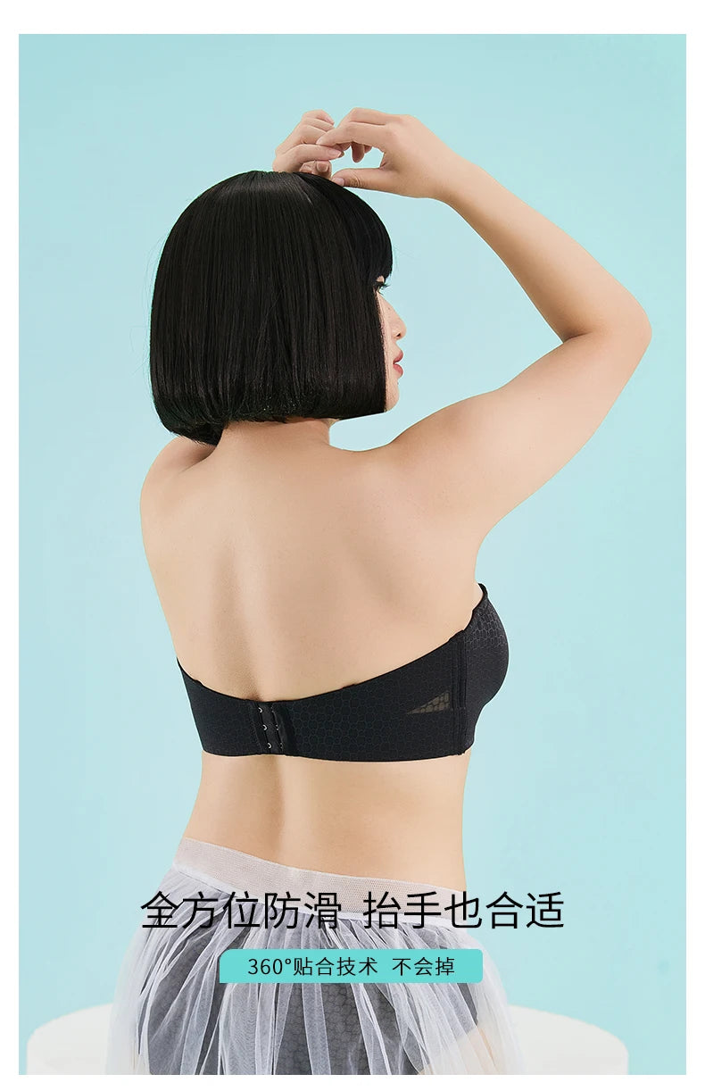 Strapless Bra For Women Minimizer Wrap non-slip Top Thin Bra Invisible Black White