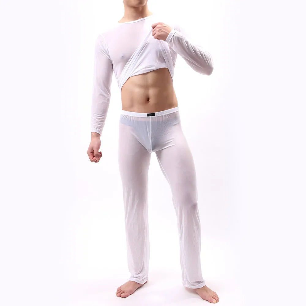 Men's Mesh Pajama Set - Breathable Quick-Dry Soft Loungewear, Comfortable Sleepwear for Daily Relaxation & Casual Wear