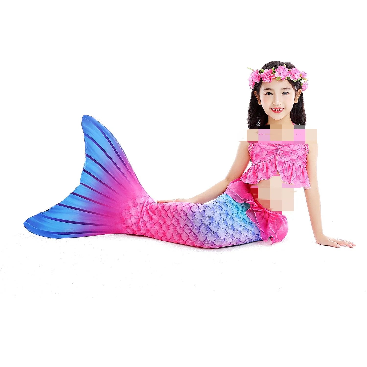 Bikini Top & Mermaid Skirt Girl Swimsuit Kid Swimwear Children Bathers Bathing Swimming Swim Suit Fashion Print Beachwear New