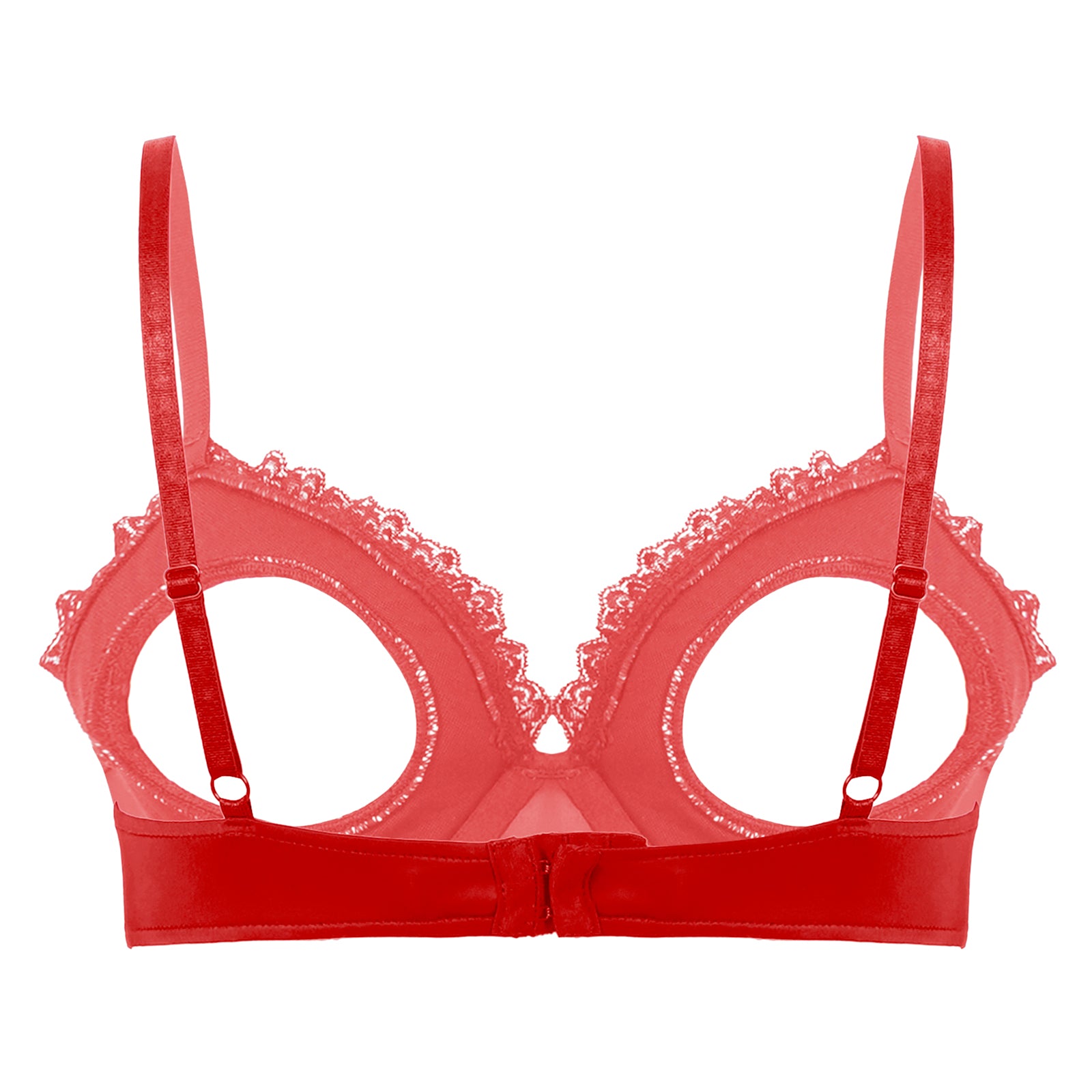 Womens Cutout Padded Underwired Porno Open Breast Brassiere Lingerie Hollowed Out Unlined Bra with Exposed Navel Top Underwear