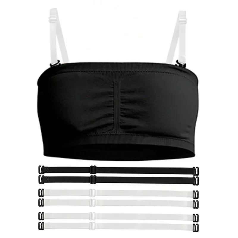 Girl Ballet Dance Bras Seamless Wireless Elastic Bras Adjustable Replace Clear Straps Removable Sponge/Silicone Chest Padding ﻿