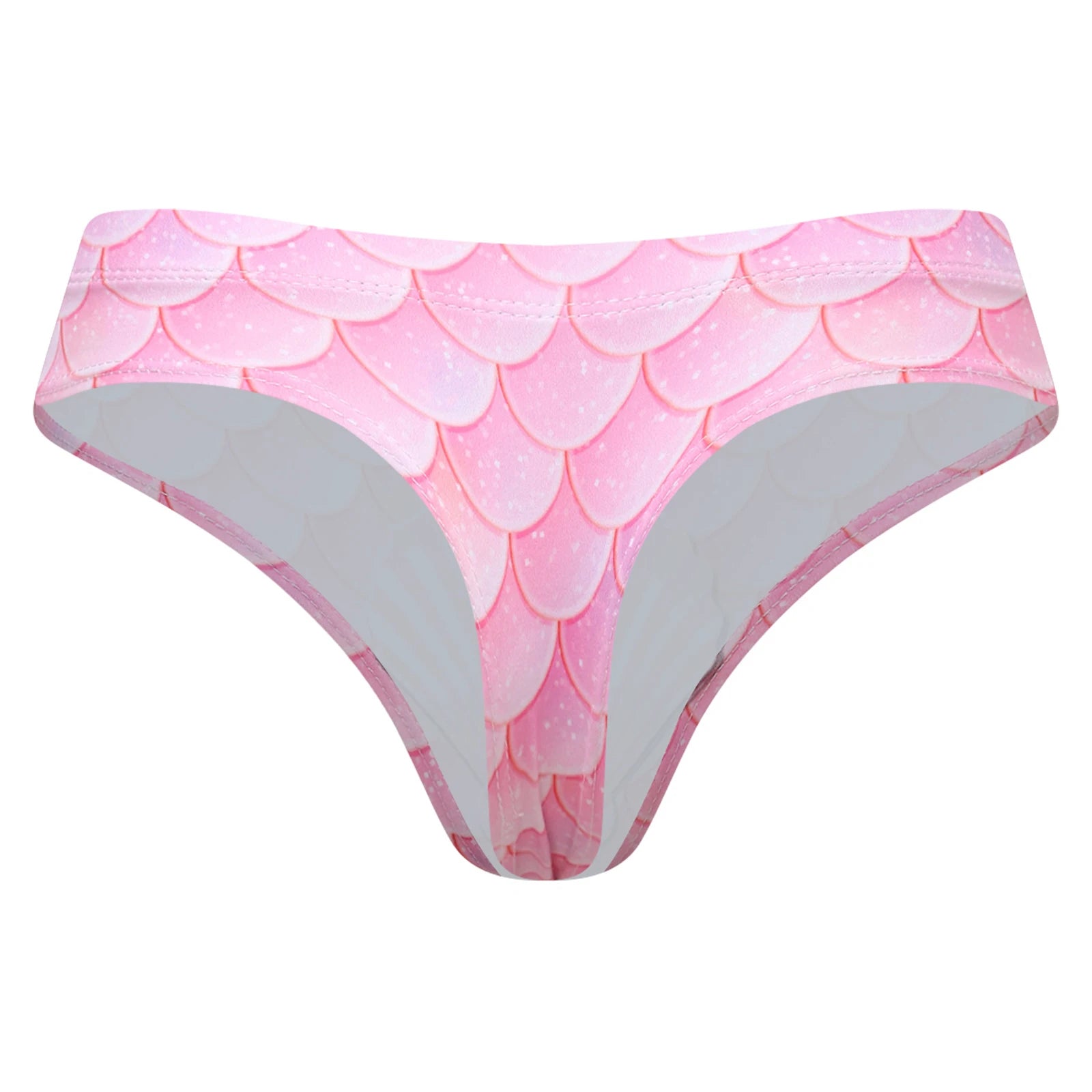 Swimwear Womens Mermaid-style Swim Bottoms Fishscale Low Rise Bikini Swimsuit Print Elastic Waistband T-back Briefs Underwear